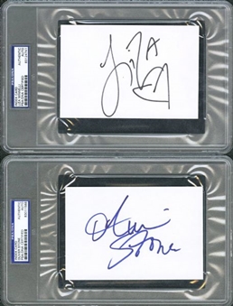 Hollywood Collection of (5) Signed Index Cards Including Orlando Bloom, Liza Minnelli, and Oliver Stone